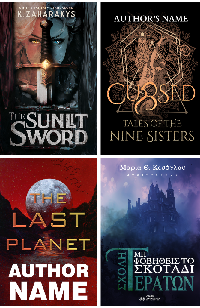 show case of book covers